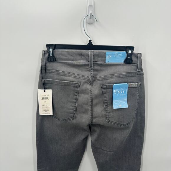 7 FOR ALL MANKIND NWT B(air) Skinny Distressed Jeans in Chrysler Grey // 27 - Picture 5 of 9
